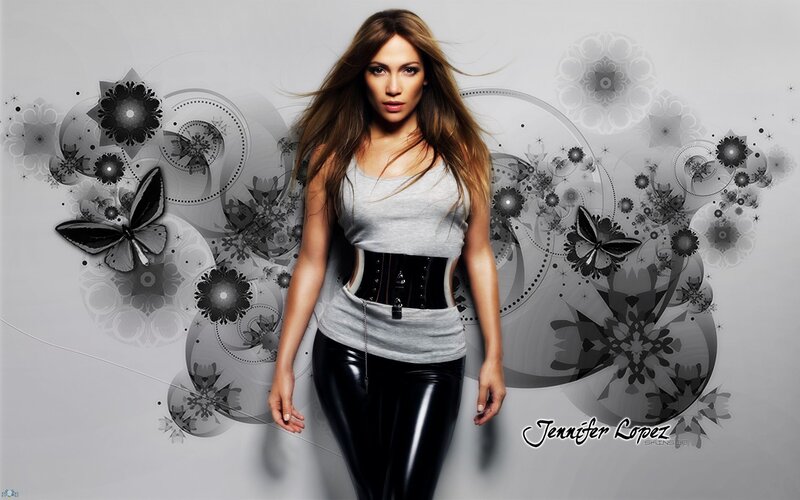Jennifer Lopez with floral design