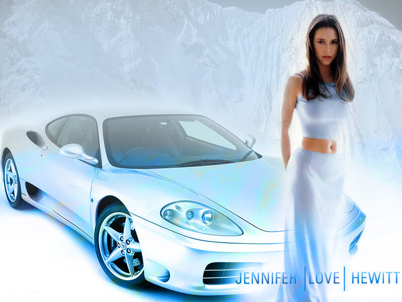 Jennifer Love Hewitt with a white car