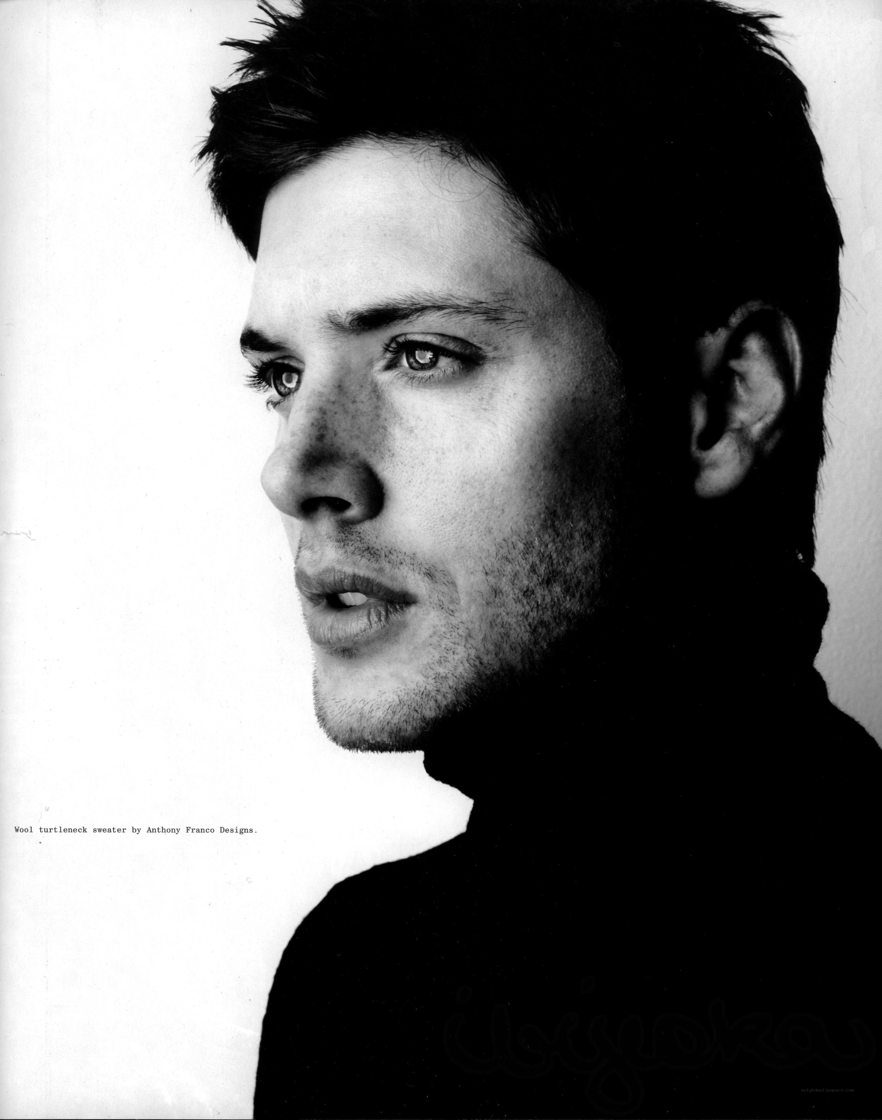 Jensen Ackles in black and white