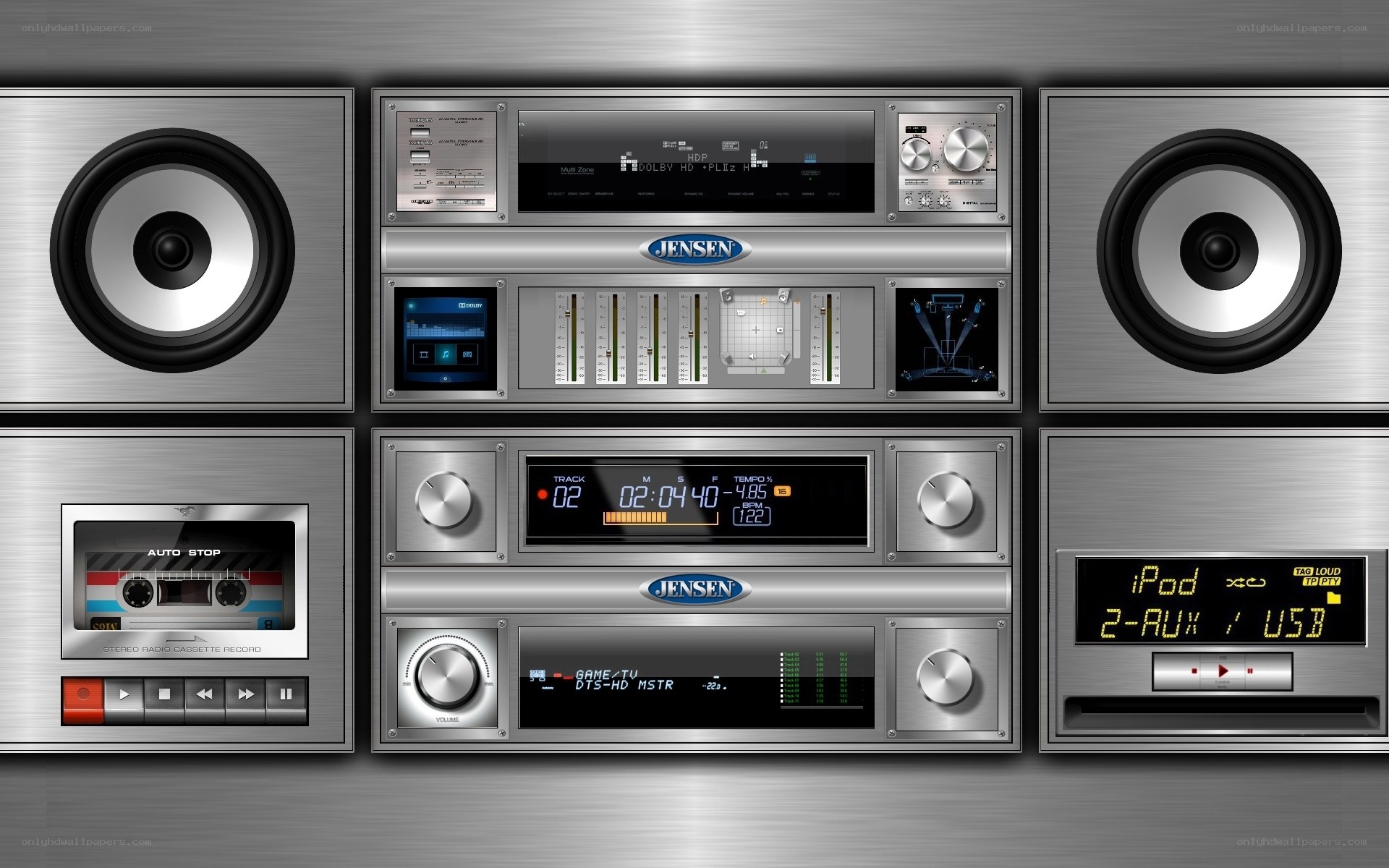Jensen audio system collage