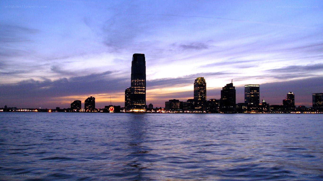Jersey City skyline at dusk