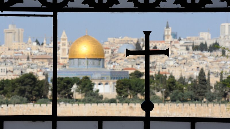 Jerusalem skyline with cross