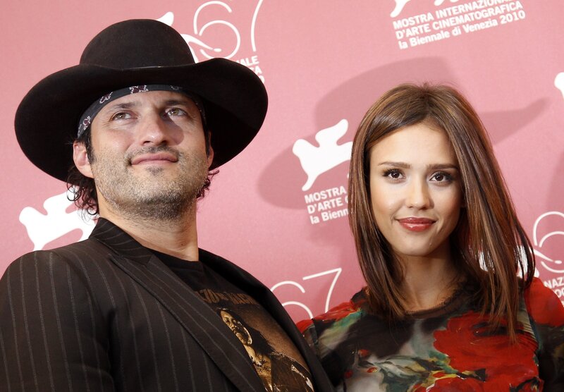 Jessica Alba and a man at film festival