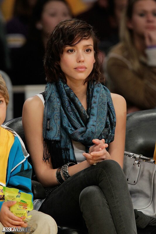 Jessica Alba at a basketball game