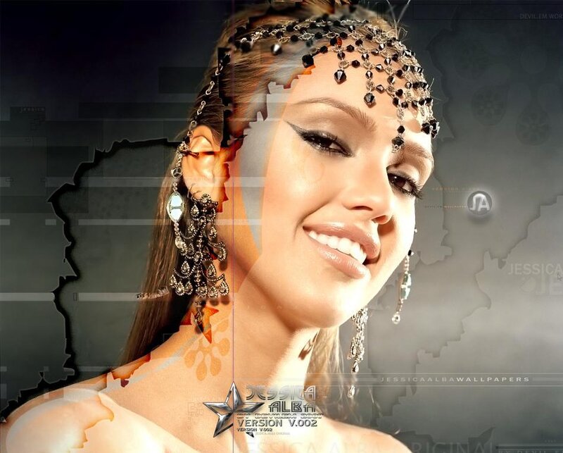 Jessica Alba in ornate jewelry