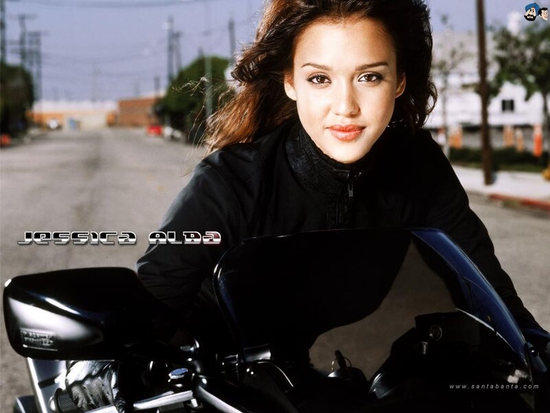 Jessica Alba on a motorcycle