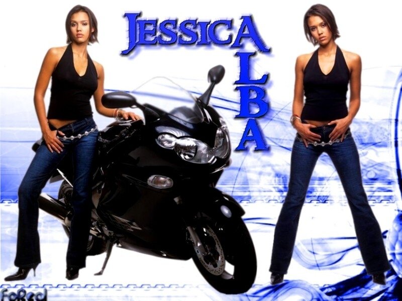 Jessica Alba with motorcycle