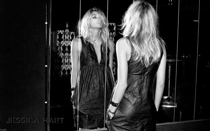 Jessica Hart in a black dress