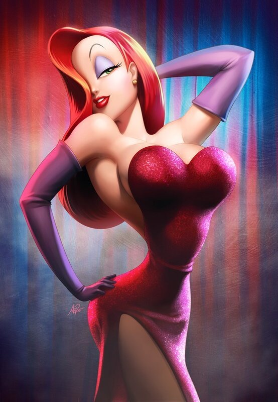 Jessica Rabbit in a red dress