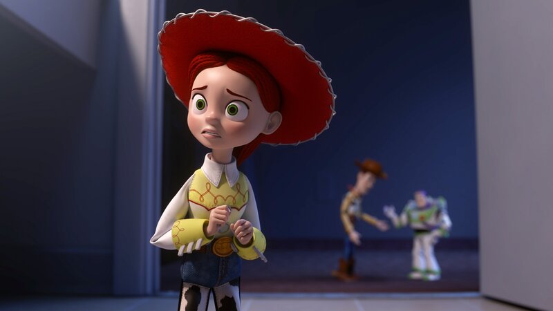 Jessie looks worried in a hallway