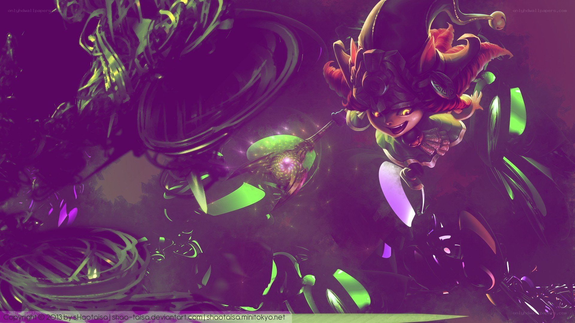 jester character in purple scene