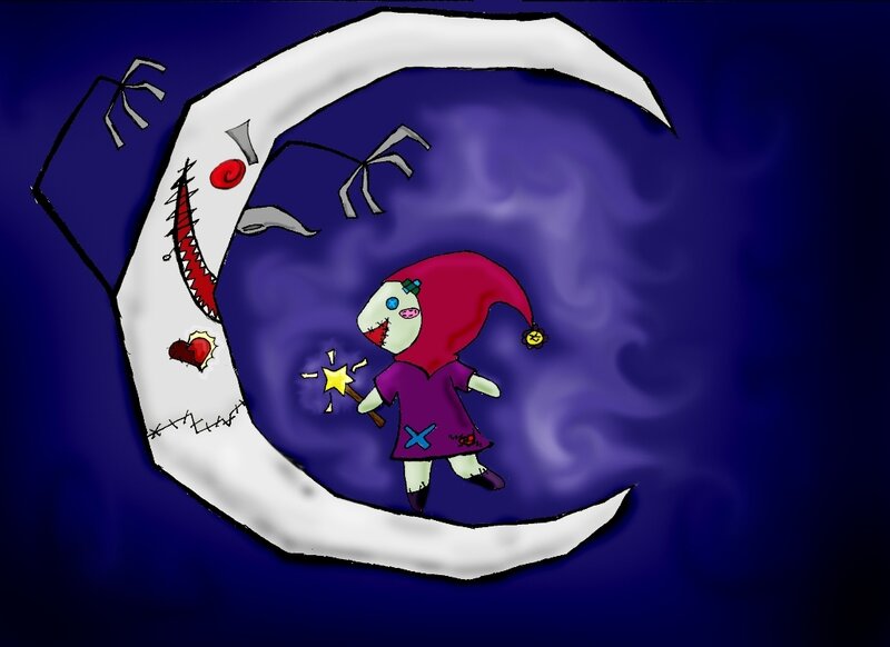 Jester Character on Crescent Moon