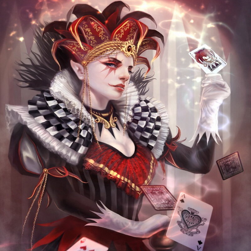 Jester Character with Cards
