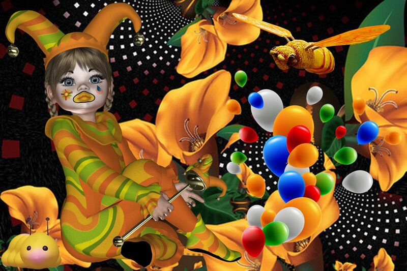Jester Child with Balloons