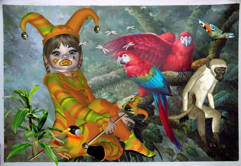Jester Child with Birds