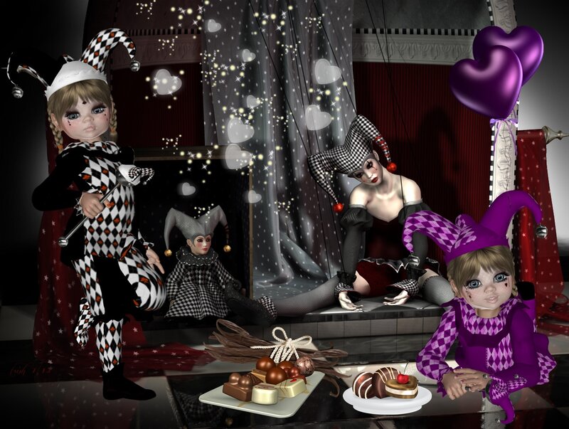 Jester Dolls on Stage