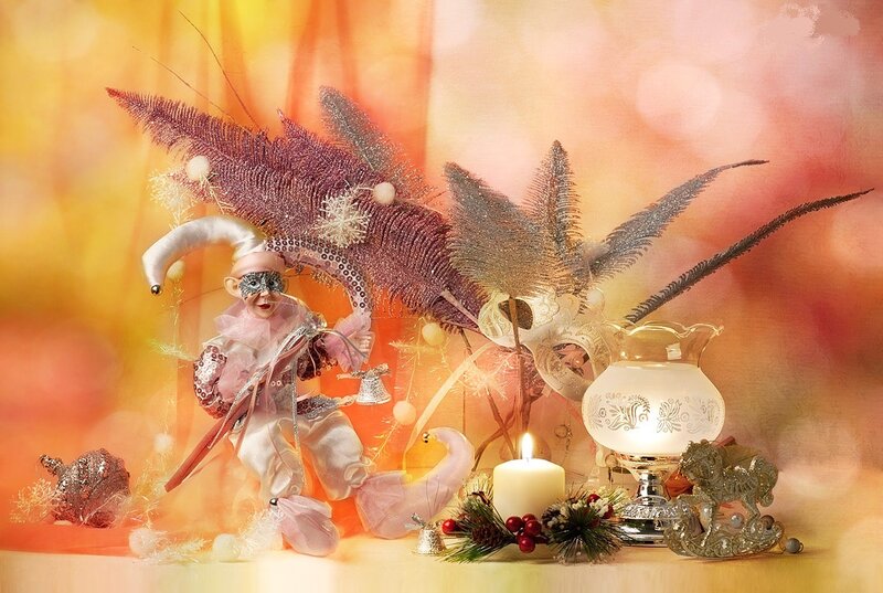 Jester Figurine with Feathers