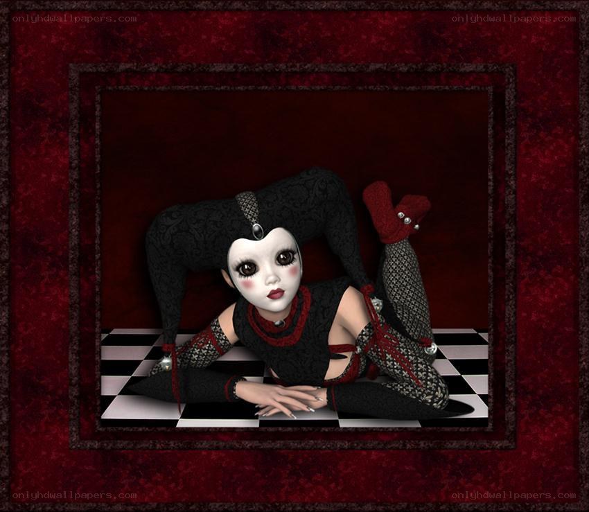 jester in red and black