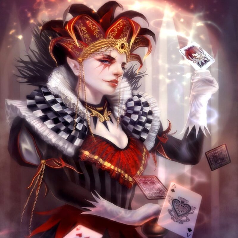 Jester in Red and Black — Dramatic