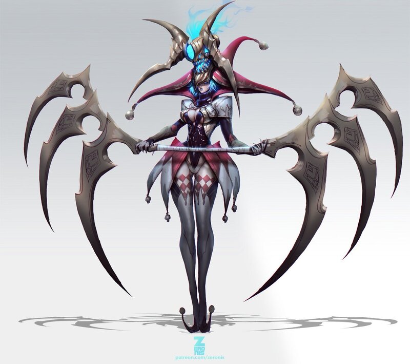 Jester-like Character with Scythe