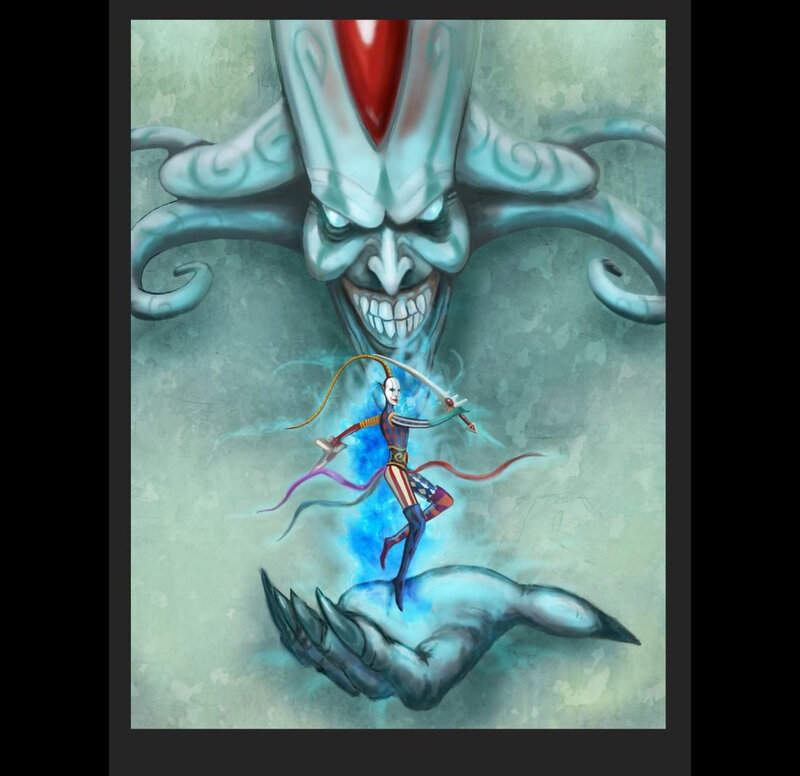 Jester-like Figure on Hand
