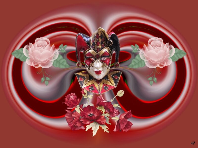 Jester mask with flowers