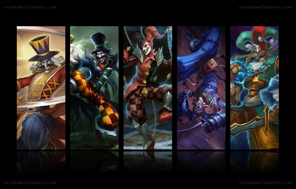 Jester-themed character skins