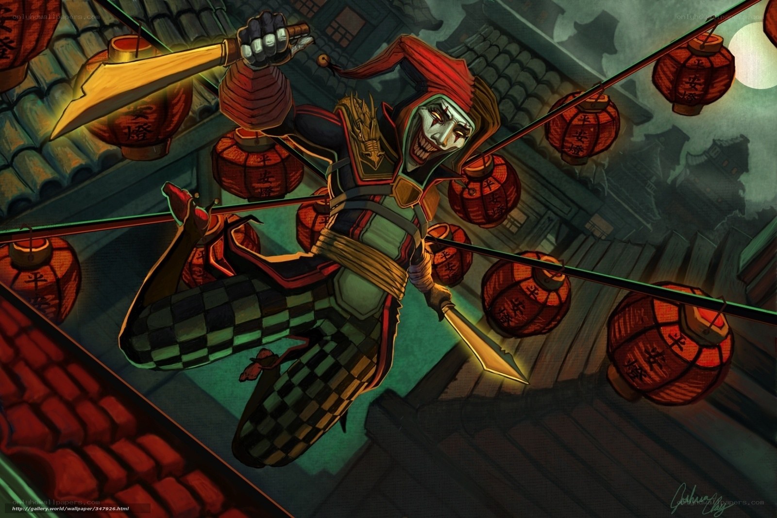 jester warrior on rooftops