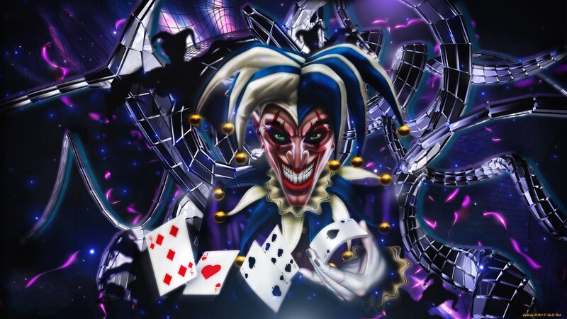 Jester with Playing Cards — Purple