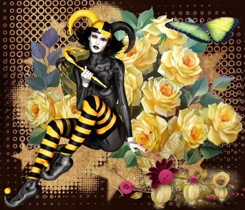 Jester with Yellow Roses