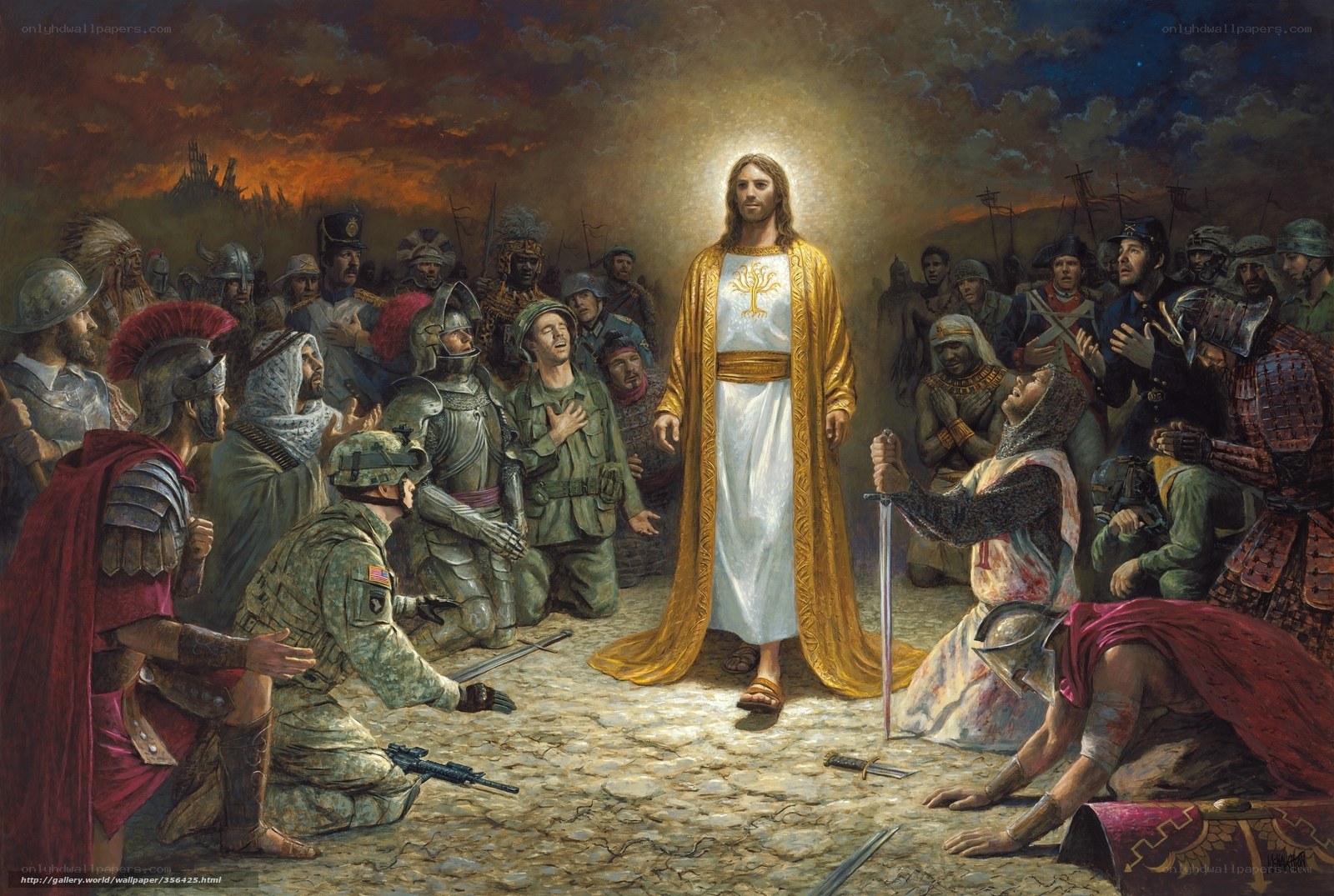Jesus among soldiers
