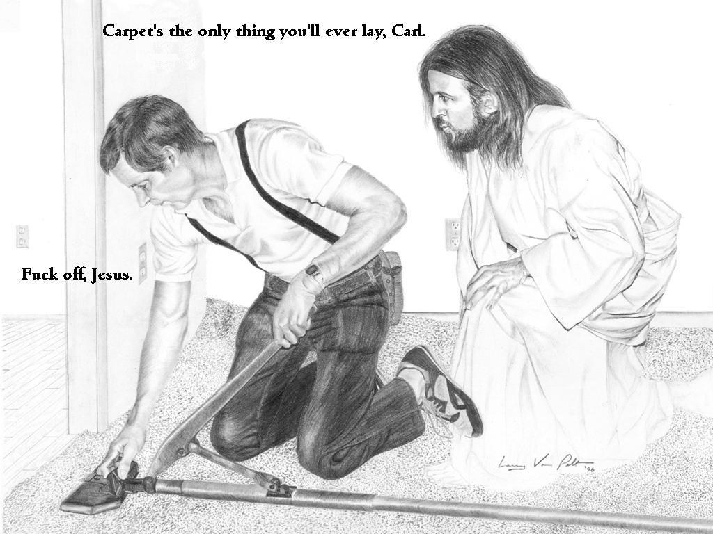 Jesus and a carpet installer