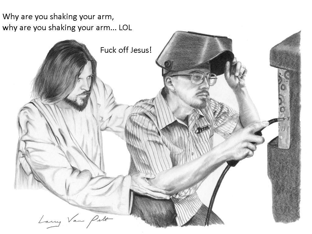 Jesus and a welder