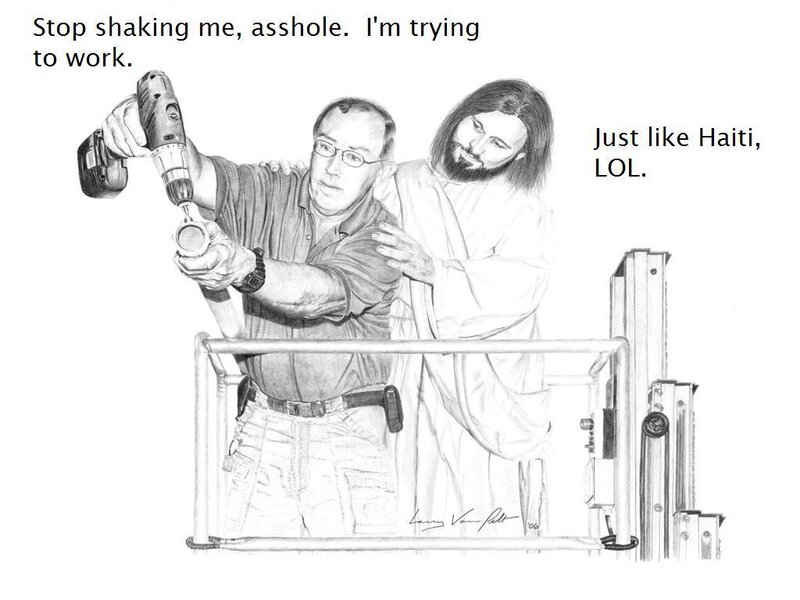 Jesus and a worker