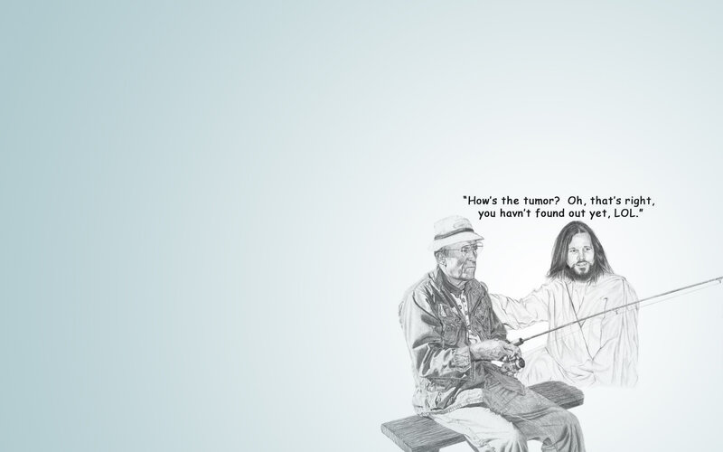 Jesus and an old man fishing
