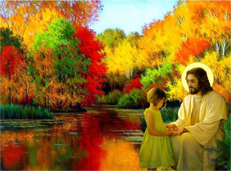 Jesus and Child by River