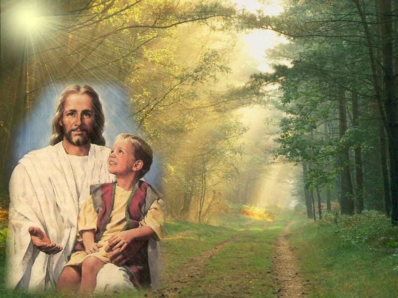 Jesus and Child in Forest