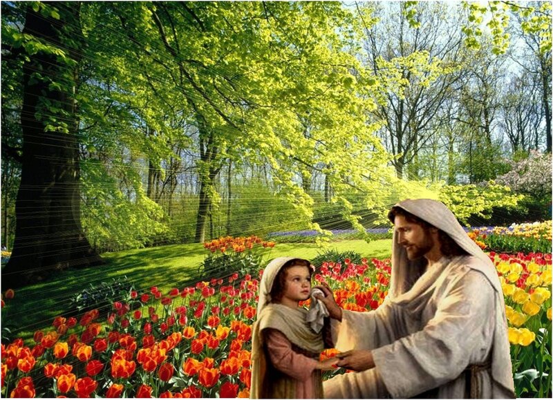 Jesus and Child in Garden