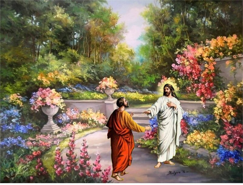 Jesus and Disciple in Garden