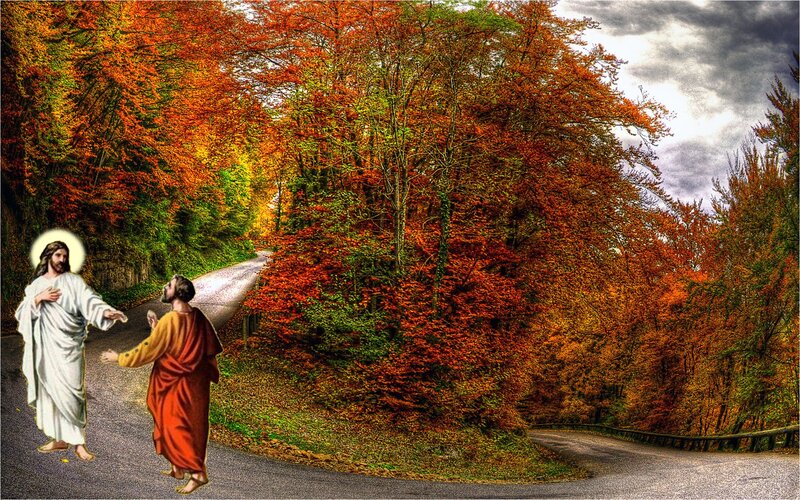 Jesus and Disciple on Road