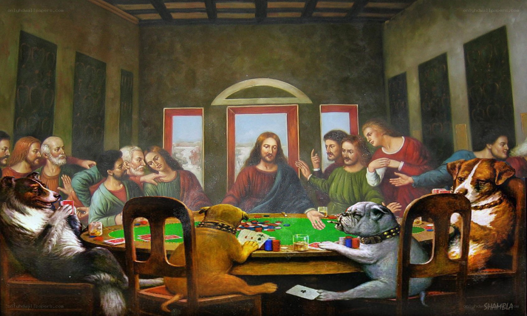 Jesus and disciples at poker table
