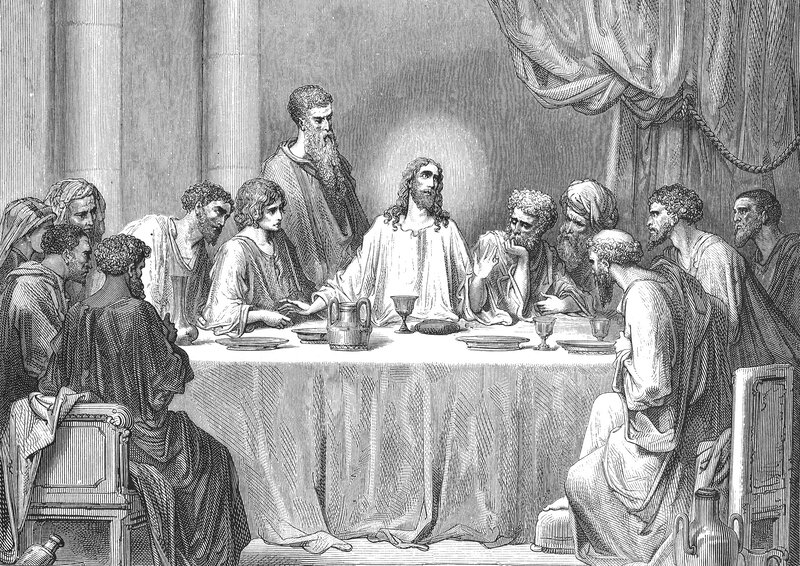 Jesus and Disciples at Table — Black, Dramatic