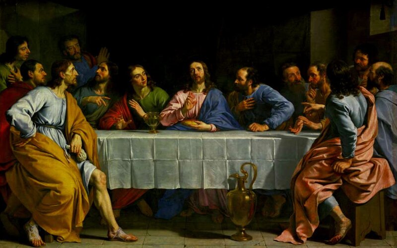 Jesus and Disciples at Table — Blue, Dramatic, Night