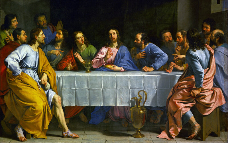 Jesus and Disciples at Table — Blue, Dramatic