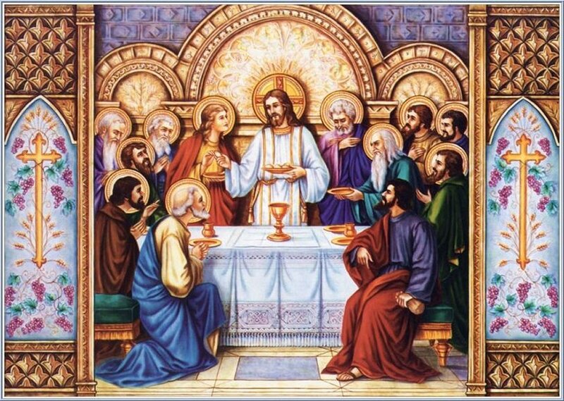 Jesus and Disciples at Table — Blue, Serene