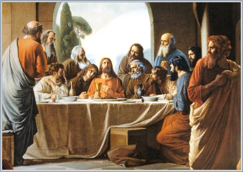 Jesus and Disciples at Table — Brown, Dramatic, Afternoon