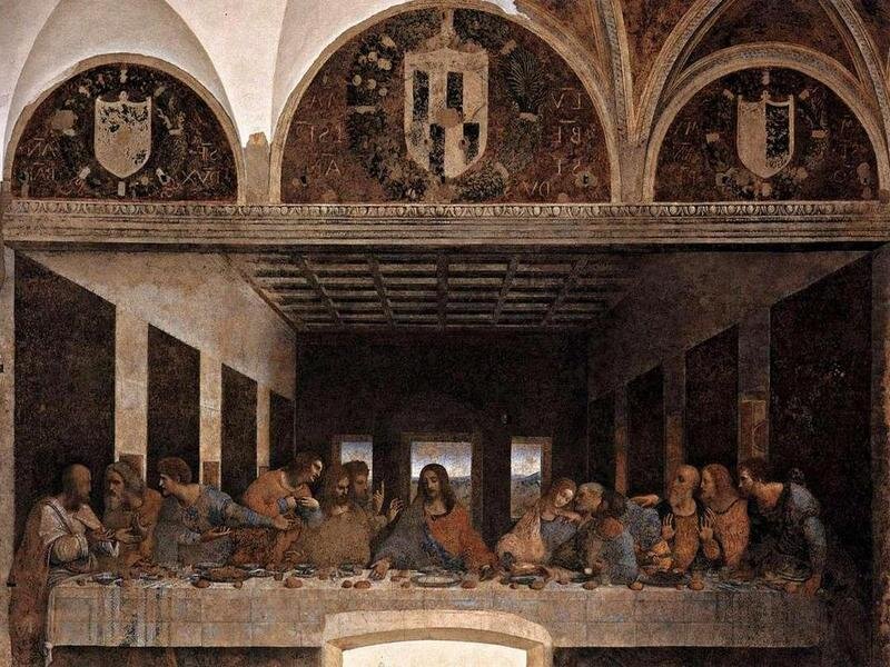 Jesus and Disciples at Table — Brown, Dramatic