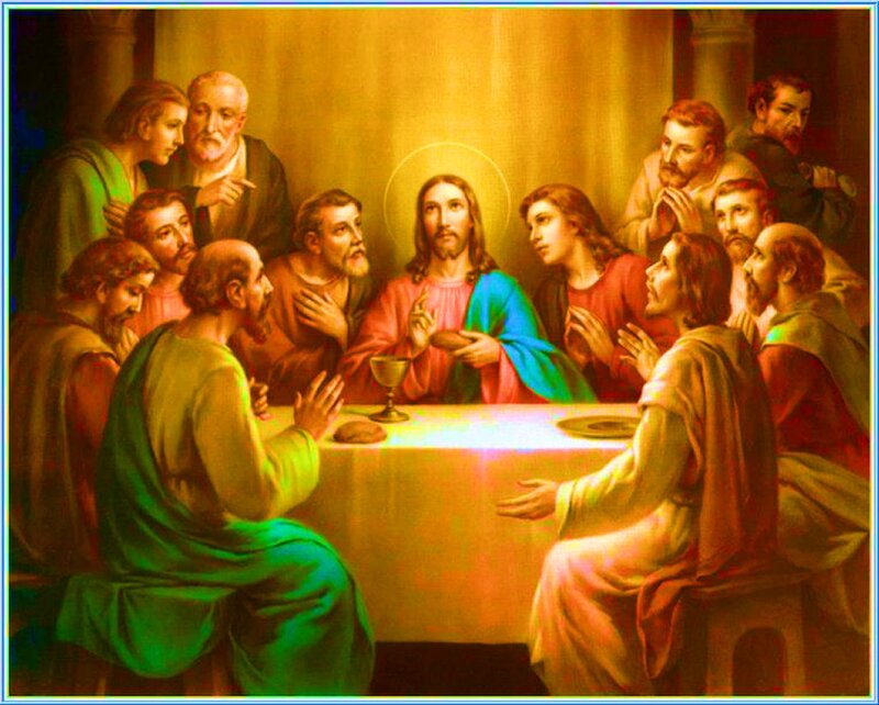 Jesus and Disciples at Table — Gold, Dramatic