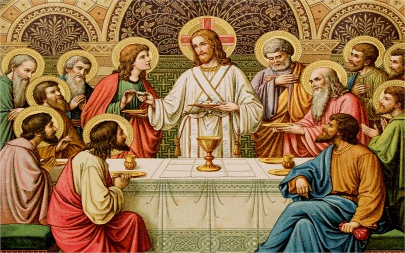 Jesus and Disciples at Table — Gold, Solemn
