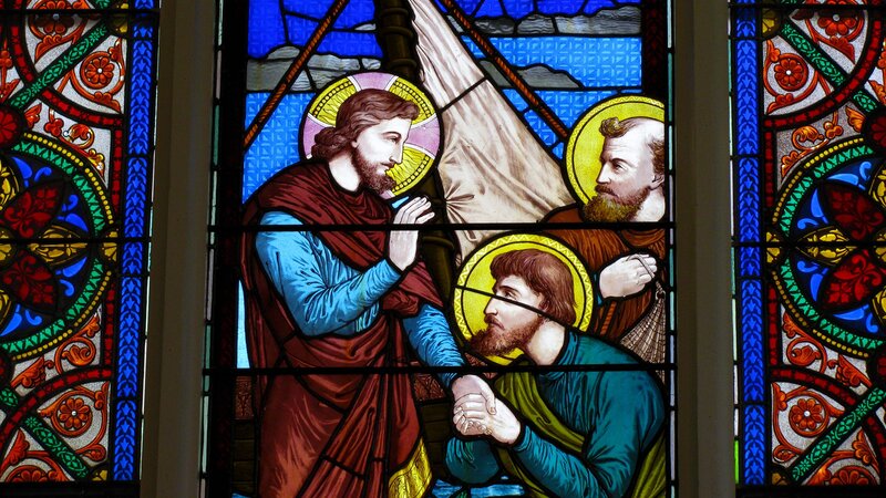 Jesus and Disciples in Stained Glass